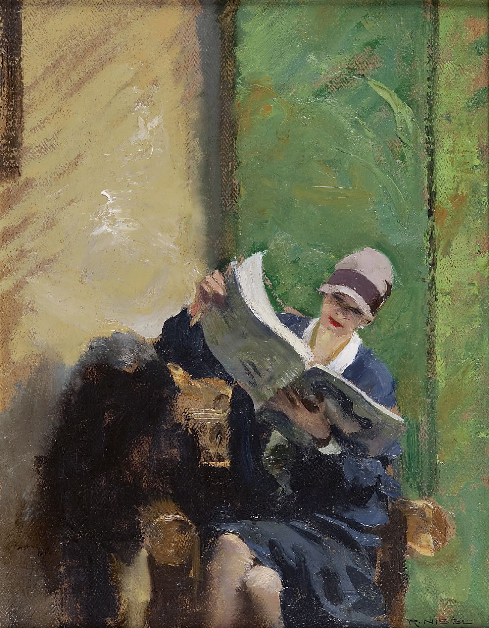 Nissl R.  | Rudolf Nissl, Lezende vrouw  “das neue Journal”, olieverf op doek 45,0 x 35,0 cm, gesigneerd rechtsonder