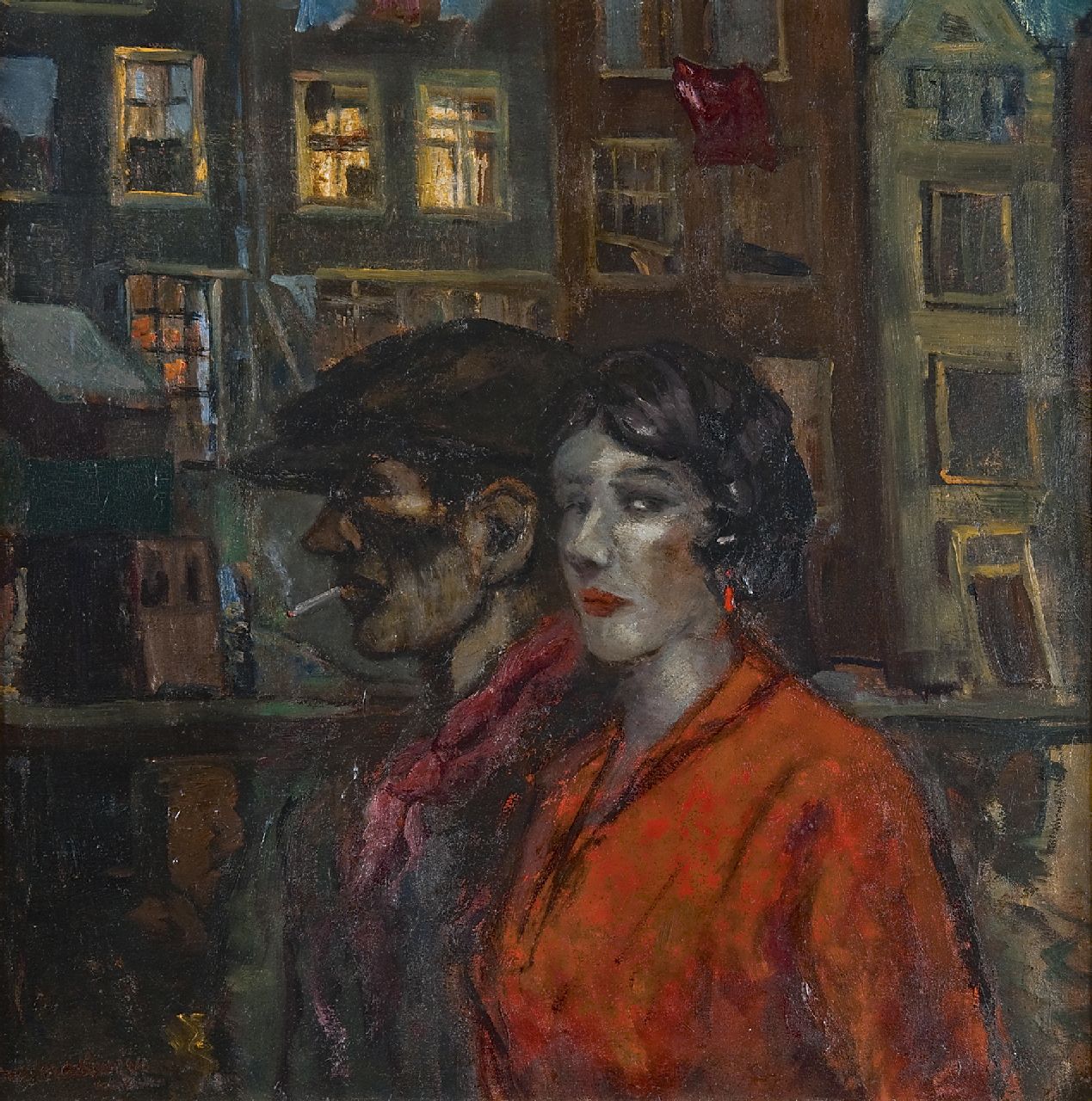 Mackenzie M.H.  | Marie Henri Mackenzie, Op de Walletjes: nachtelijk gezelschap, olieverf op board 61,8 x 61,0 cm, gesigneerd linksonder