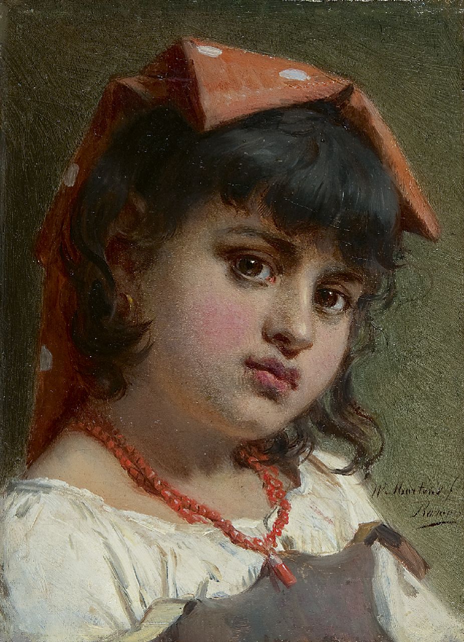 Martens W.J.  | Willem Johann Martens, Jeune Italienne, olieverf op paneel 21,6 x 15,8 cm, gesigneerd rechtsonder