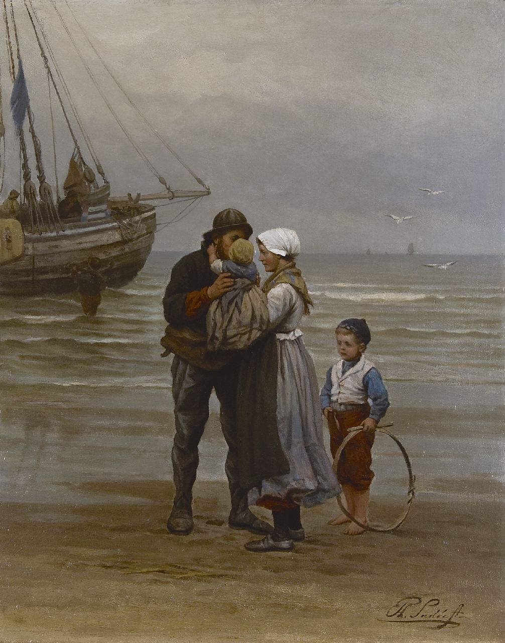 Sadée P.L.J.F.  | Philip Lodewijk Jacob Frederik Sadée, Teder afscheid, olieverf op doek 70,0 x 56,0 cm, gesigneerd rechtsonder