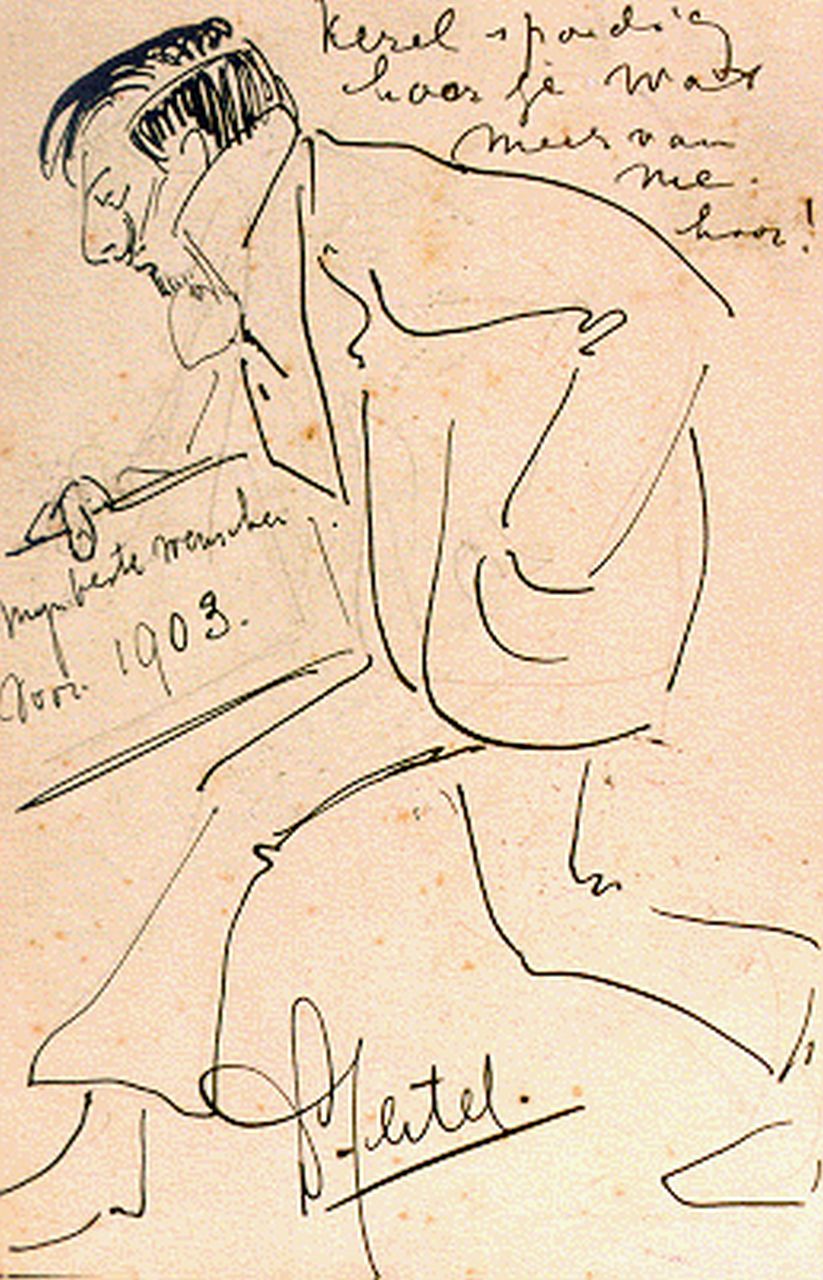 Gestel L.  | Leendert 'Leo' Gestel, De beste wensen voor 1903, pen en potlood op papier 14,0 x 9,0 cm, gesigneerd middenonder