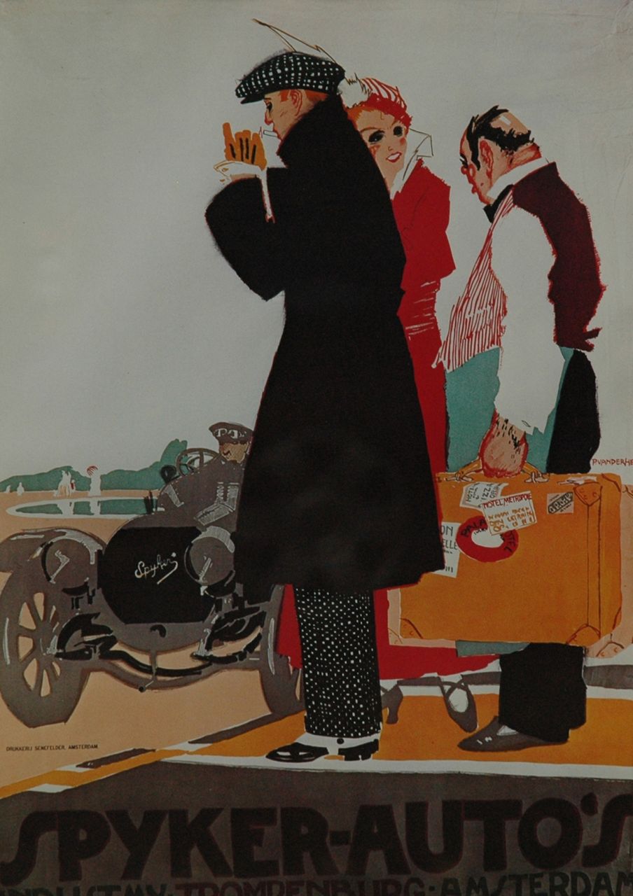 Hem P. van der | Pieter 'Piet' van der Hem | Grafiek te koop aangeboden | Poster 'Spyker Auto's Industriële Maatschappij Trompenburg Amsterdam', fotolitho 38,0 x 27,5 cm