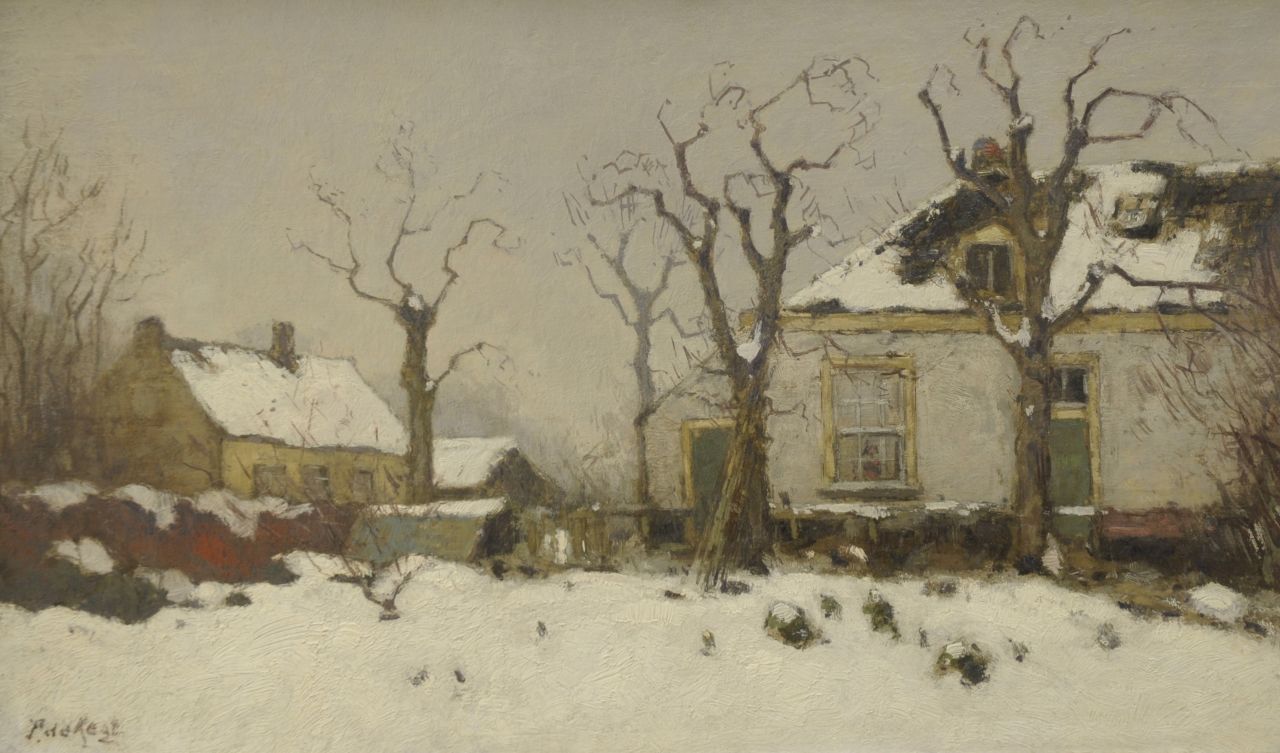 Regt P. de | Pieter 'Piet' de Regt, Winter, olieverf op paneel 29,0 x 48,7 cm, gesigneerd linksonder