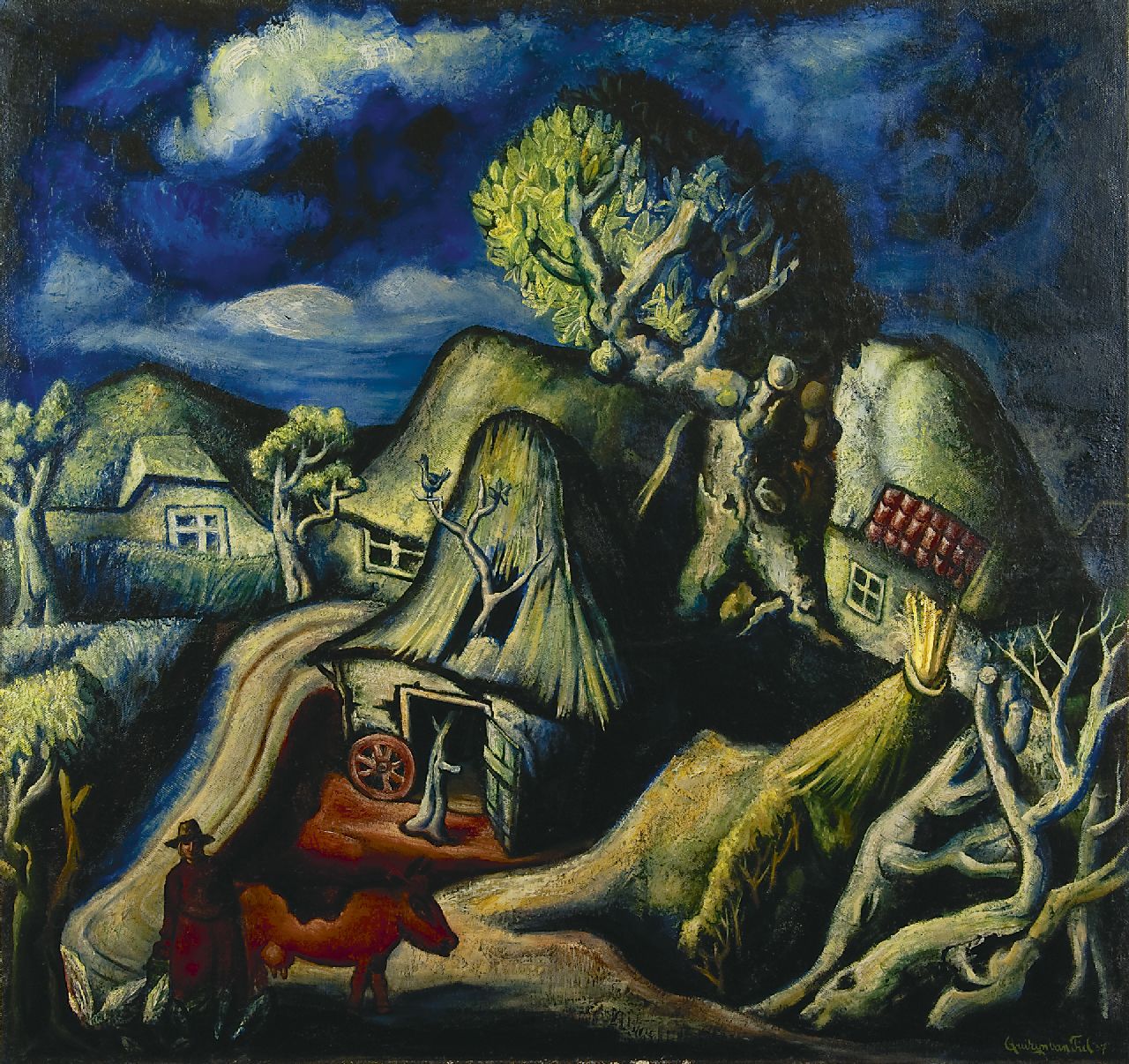 Tiel Q.M.A. van | Quirijn Martinus Adrianus 'Quiryn' van Tiel, Brabants zomerlandschap, olieverf op doek 95,3 x 100,2 cm, gesigneerd rechtsonder en gedateerd '37