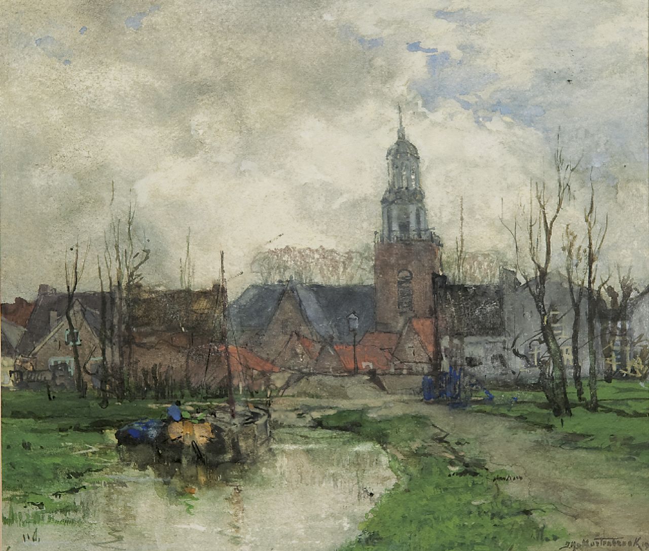 Mastenbroek J.H. van | Johan Hendrik van Mastenbroek, Gezicht op Streefkerk, aquarel op papier 21,2 x 24,4 cm, gesigneerd rechtsonder en gedateerd 1904