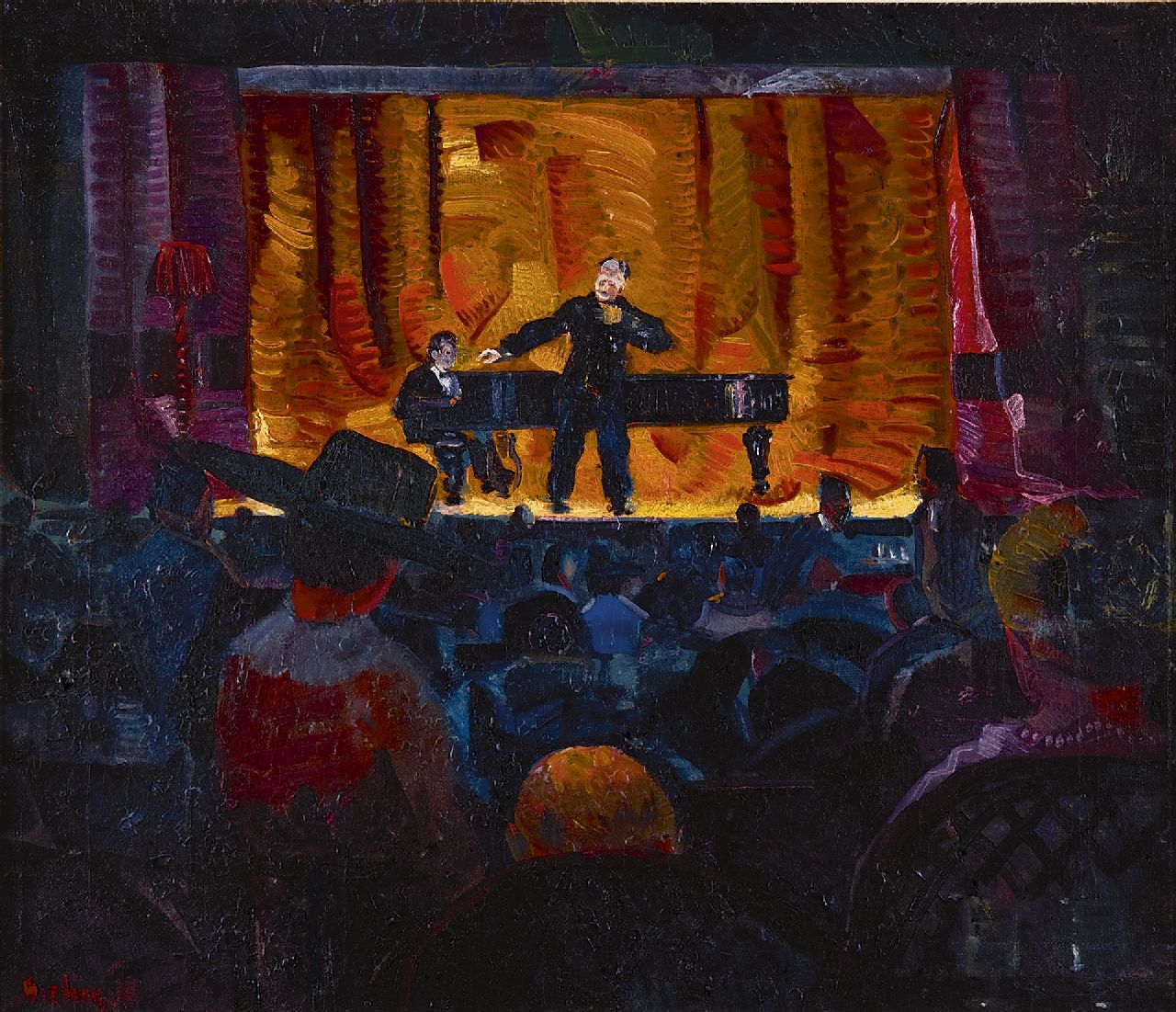 Bieling H.F.  | Hermann Friederich 'Herman' Bieling | Schilderijen te koop aangeboden | Het Cabaret Artistique (1912-1927) van J.L. Pisuisse, olieverf op doek 46,2 x 53,5 cm, gesigneerd linksonder