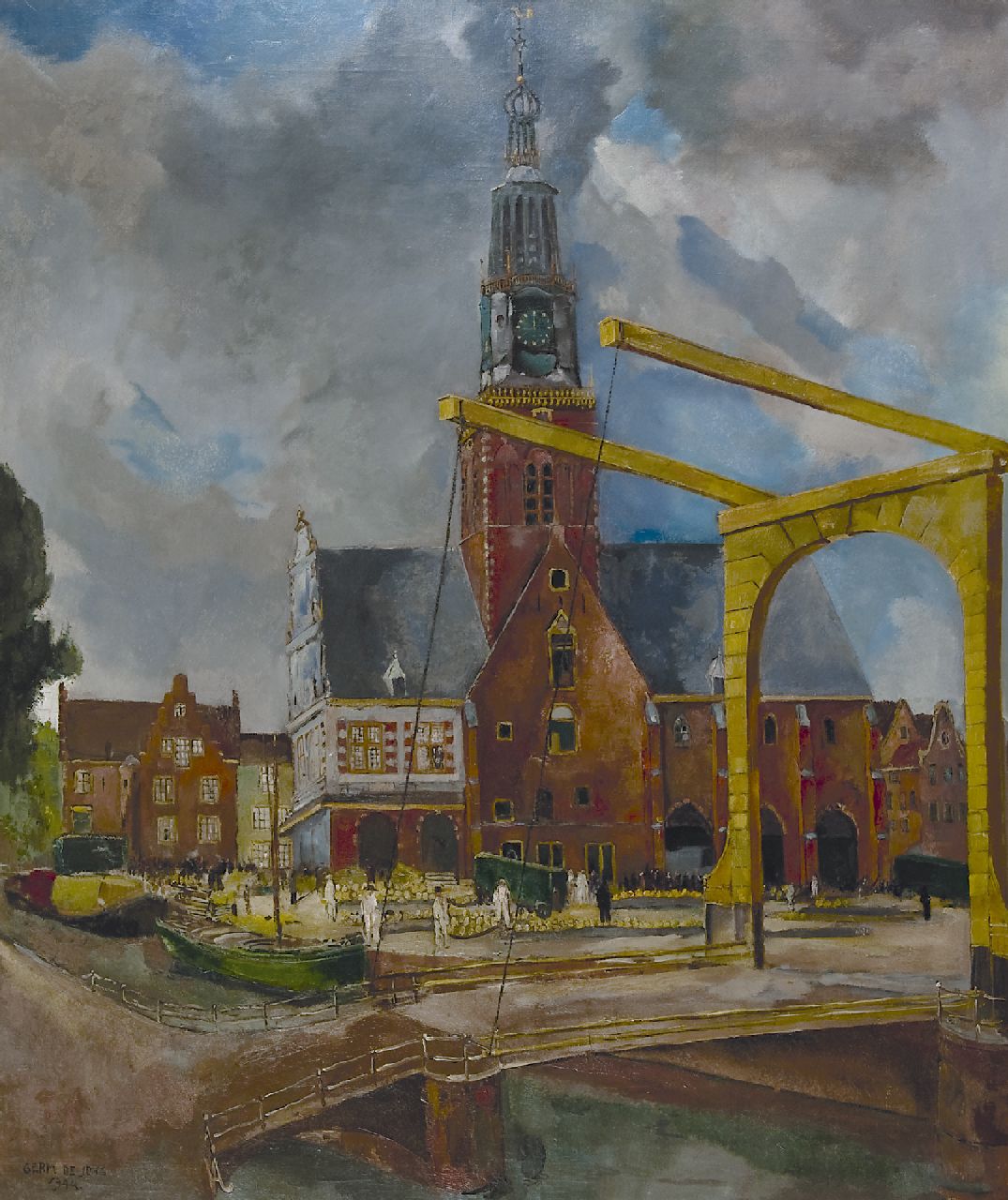 Jong G. de | Gerben 'Germ' de Jong | Schilderijen te koop aangeboden | De Kaasmarkt, Alkmaar, olieverf op doek 117,0 x 99,3 cm, gesigneerd linksonder en gedateerd 1944