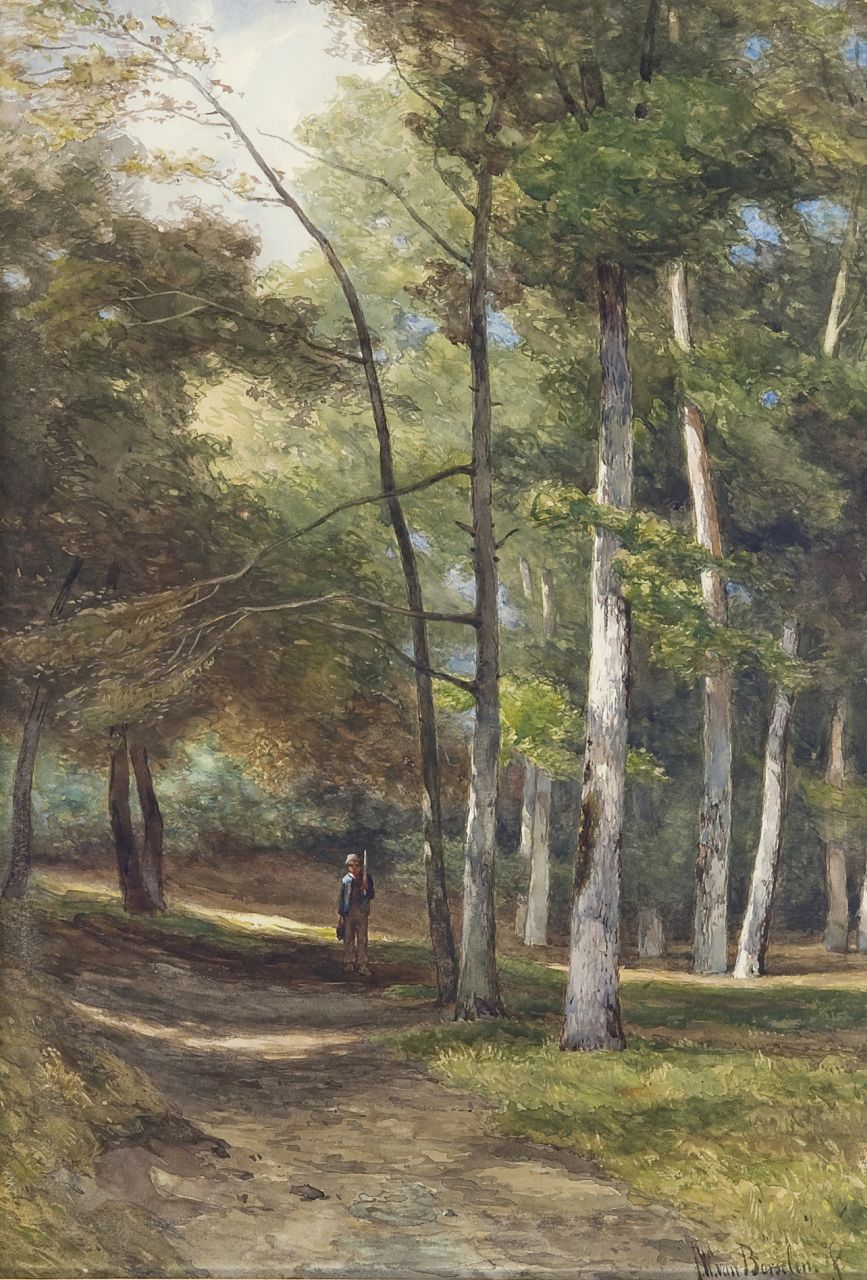 Borselen J.W. van | Jan Willem van Borselen, In het Bloemendaalse bos, aquarel op papier 51,5 x 35,4 cm, gesigneerd rechtsonder