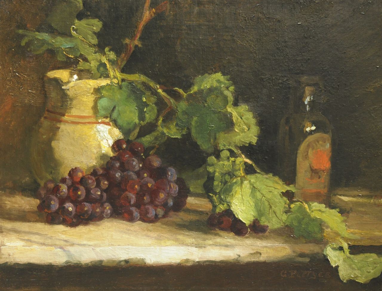 Pletser J.  | Jurgen 'George' Pletser, Stilleven met druiven, olieverf op doek 42,5 x 55,5 cm, gesigneerd rechtsonder