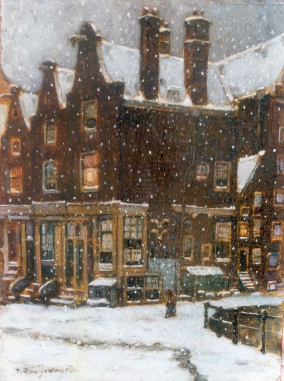 Dooijewaard J.  | Jacob 'Jaap' Dooijewaard, Kromboogssloot bij winter, 26,0 x 18,8 cm, gesigneerd linksonder