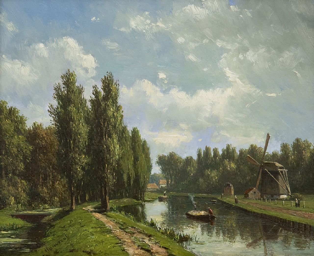 Maaten J.J. van der | Jacob Jan van der Maaten | Schilderijen te koop aangeboden | De Vliet bij Voorburg, olieverf op paneel 16,1 x 20,0 cm, gesigneerd linksonder