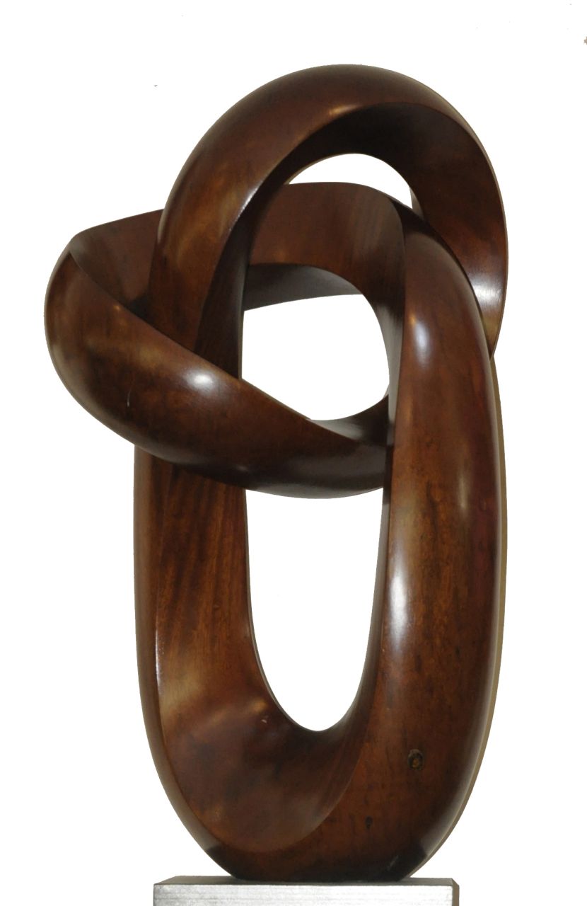 Mader H.J.  | Henrich Josef 'Hein' Mader, De knoop, Iroko 98,0 x 53,0 cm, gesigneerd met monogram en te dateren zomer 1989