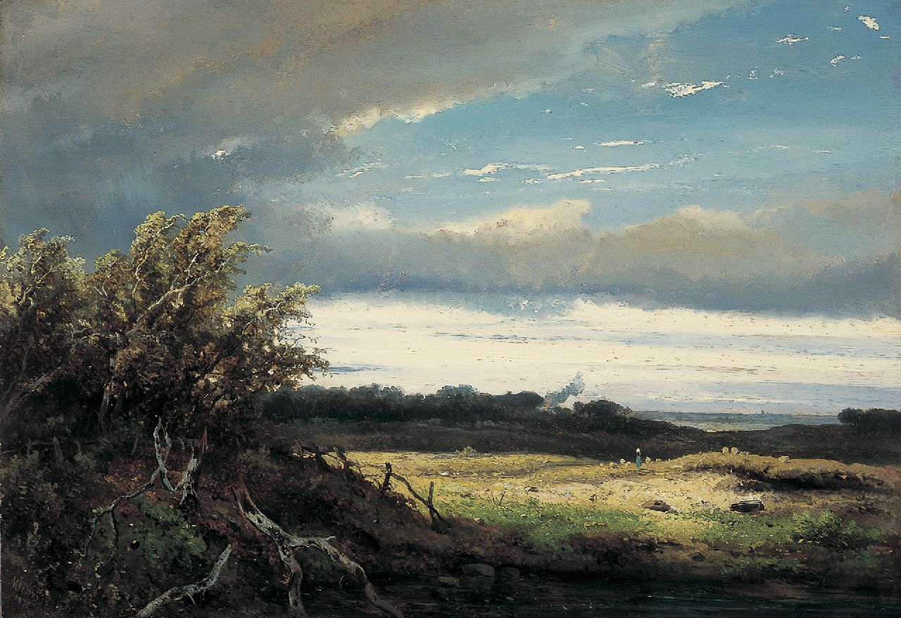 Meiners C.H.  | Claas Hendrik Meiners, Gelders landschap, olieverf op paneel 34,7 x 50,2 cm, gesigneerd linksonder en gedateerd 1872