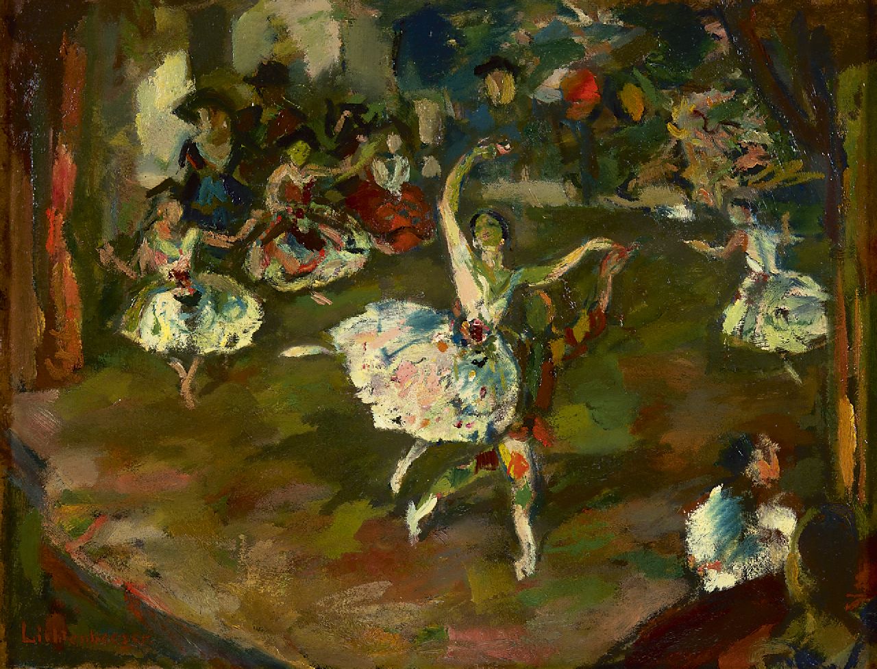 Lichtenberger H.R.  | Hans Reinhold Lichtenberger, De balletvoorstelling, olieverf op board 41,2 x 53,5 cm, gesigneerd linksonder
