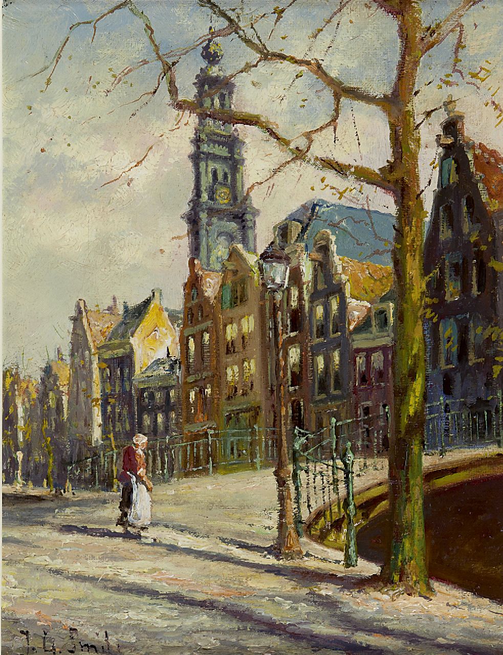 Smits J.G.  | Jan Gerard Smits, De Bloemgracht, Amsterdam, olieverf op doek 24,3 x 18,3 cm, gesigneerd linksonder