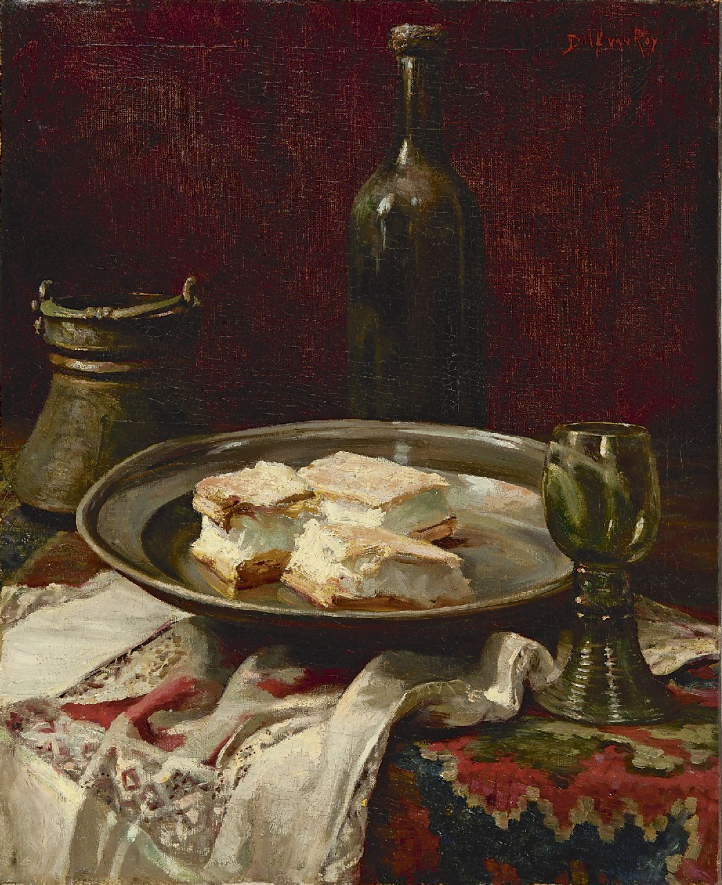 Dolf van Roy | Het dessert, olieverf op doek, 55,1 x 45,7 cm, gesigneerd r.b.