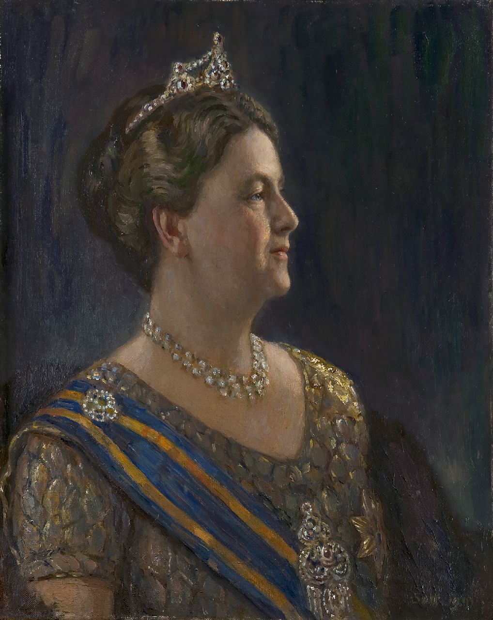 Heer S. de | Simon de Heer, Portret van koningin Wilhelmina, olieverf op doek 68,3 x 54,5 cm, gesigneerd rechtsonder met initialen SdH en gedateerd 1941