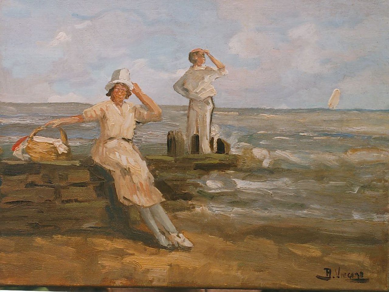 Viegers B.P.  | Bernardus Petrus 'Ben' Viegers, Uitkijkend over de zee, olieverf op doek 30,0 x 40,0 cm, gesigneerd rechtsonder