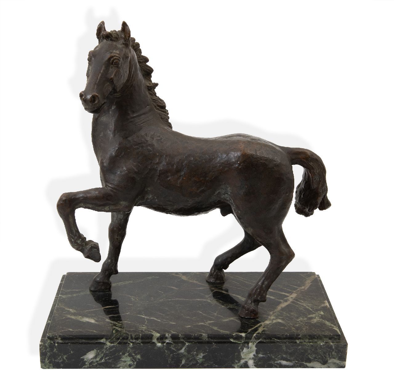 Duitse School   | Duitse School | Beelden en objecten te koop aangeboden | Paard, gepatineerd zink 44,0 x 37,5 cm