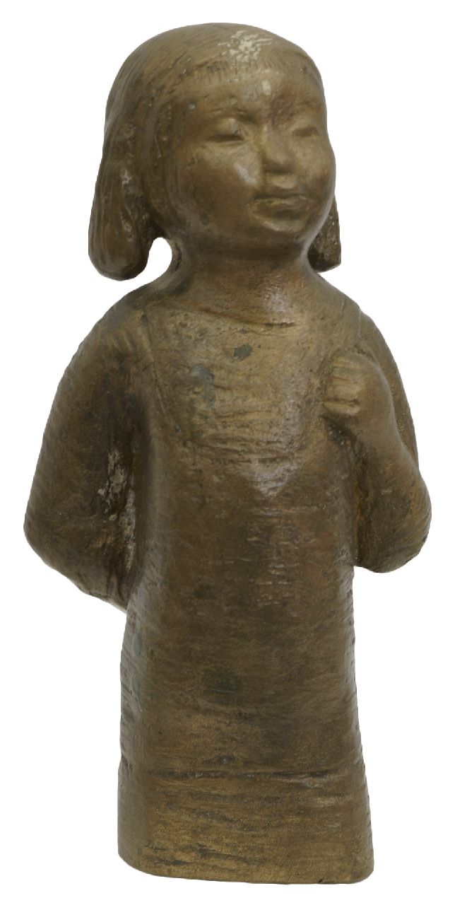 Kluth K.  | Karl Kluth, Zelfbewust meisje, brons 19,0 x 9,1 cm, gesigneerd op achterkant