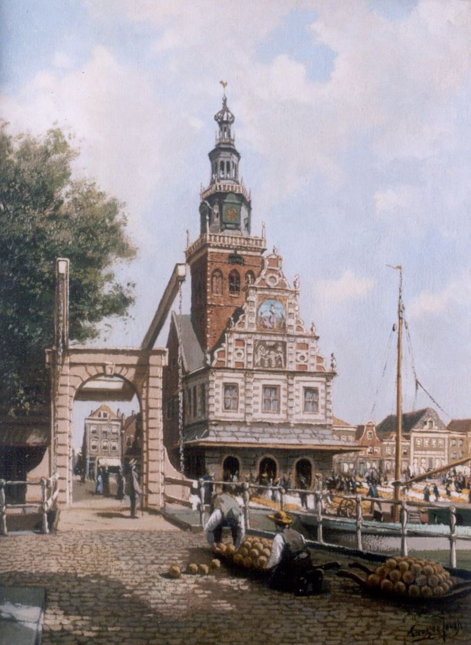 Jongh M.J. de | Martinus Johannes 'Tinus' de Jongh, Kaasmarkt te Alkmaar, olieverf op doek 60,0 x 44,8 cm, gesigneerd rechtsonder