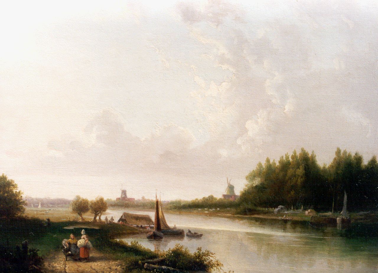 Zant A.A.C. van 't | Arnoldus Antonius Christianus van 't Zant, Panoramisch riviergezicht, olieverf op doek 29,2 x 32,8 cm, gesigneerd middenonder en gedateerd 1846