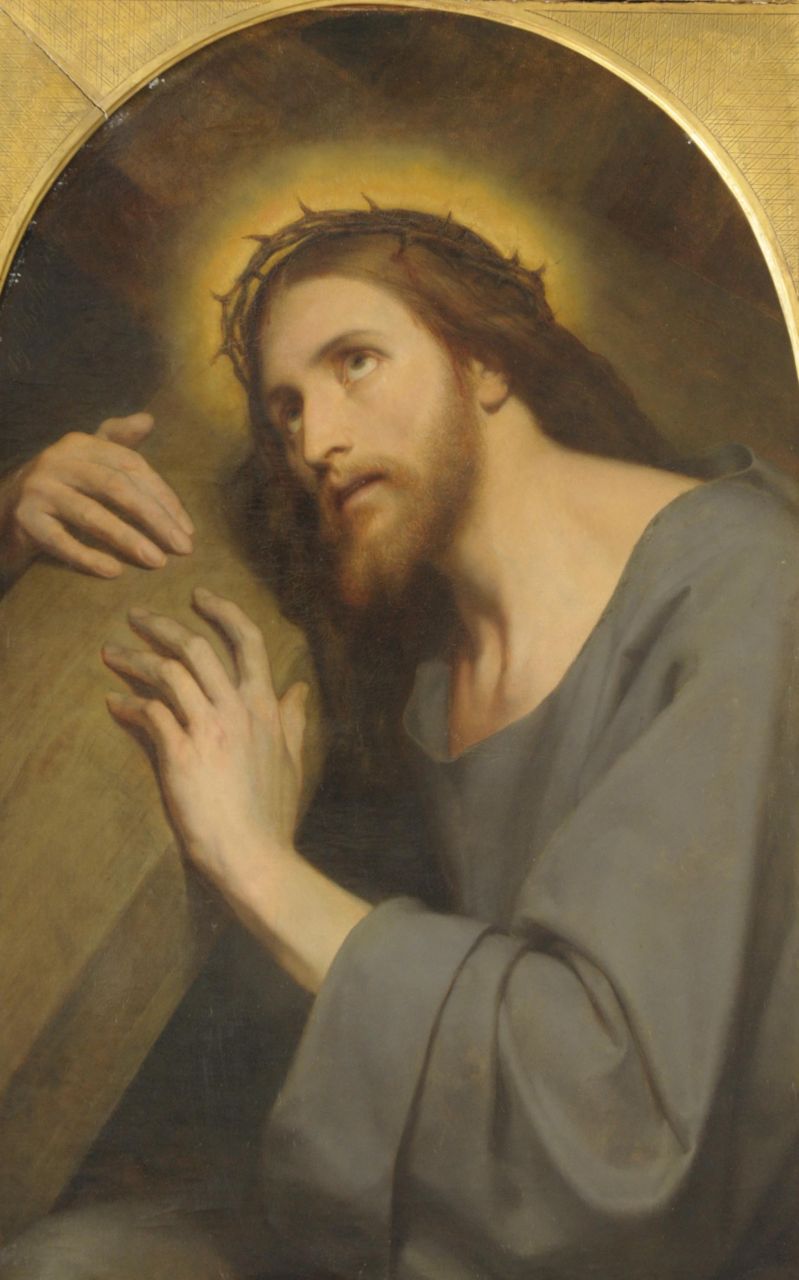 Ary Scheffer | Christus met het kruis, olieverf op doek, 91,0 x 59,0 cm, gesigneerd l.b. en gedateerd 1845