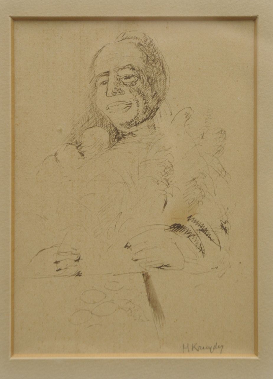 Kruyder H.J.  | 'Herman' Justus Kruyder, Portret van de verzamelaar P.A. Regnault, pen en inkt op papier 11,0 x 14,5 cm, gesigneerd rechtsonder en te dateren ca. 1932