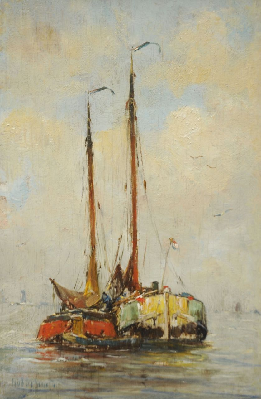 Smith H.  | Hobbe Smith, Twee schepen, olieverf op paneel 20,8 x 14,1 cm, gesigneerd linksonder