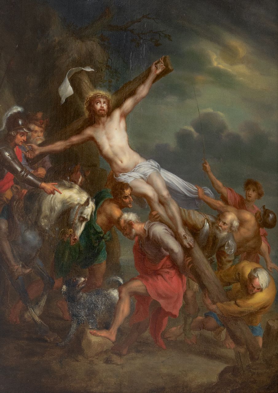 Belgische School, 19e eeuw | De kruisoprichting - Jesus Christus, olieverf op paneel, 48,3 x 35,0 cm