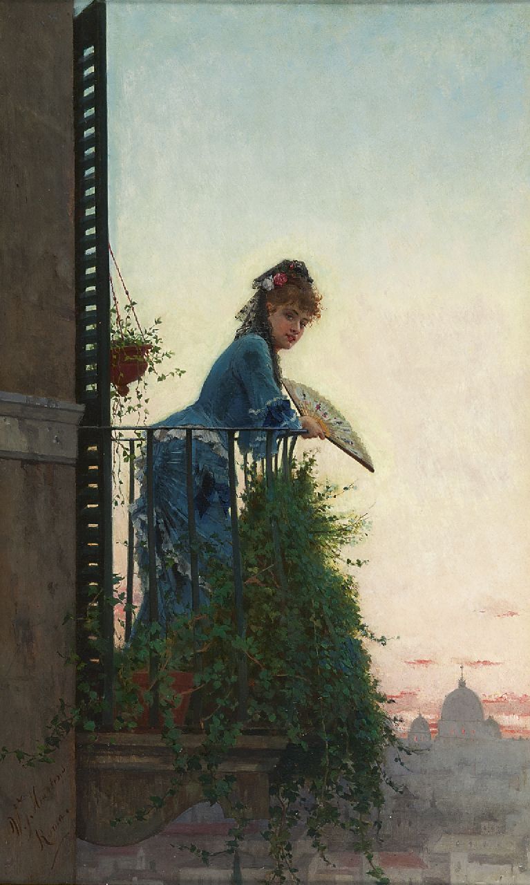 Martens W.J.  | Willem Johann Martens, In Rome, olieverf op paneel 55,4 x 34,0 cm, gesigneerd linksonder