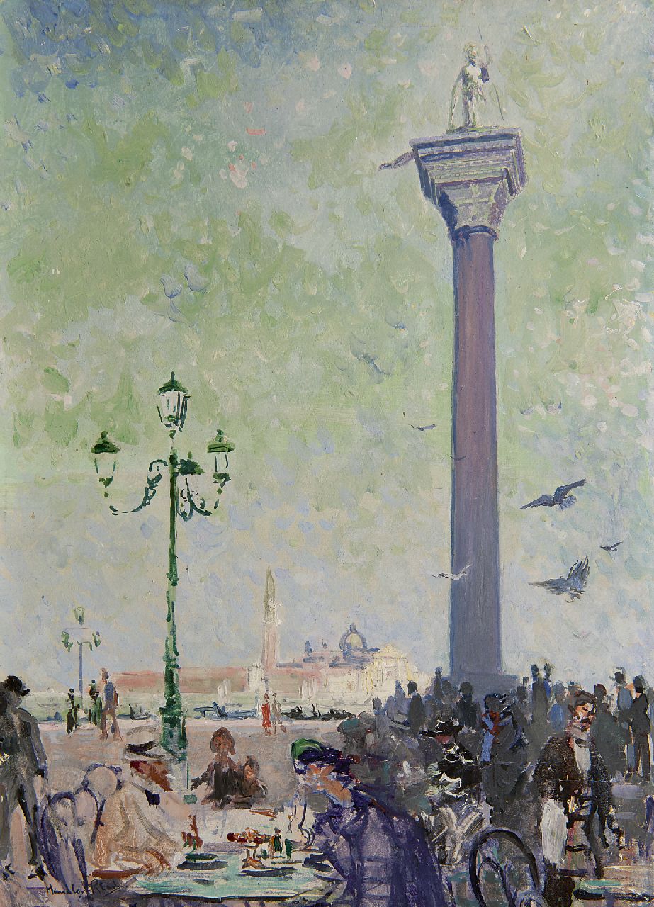 Handley-Read E.H. | Edward Henry Handley-Read, Middag op het Piazzetta San Marco, Venetië, olieverf op schildersboard 35,1 x 26,0 cm, gesigneerd linksonder Handley-Read E.H. | Edward Henry Handley-Read, Middag op het Piazzetta San Marco, Venetië, olieverf op schildersboard 35,1 x 26,0 cm, gesigneerd linksonder