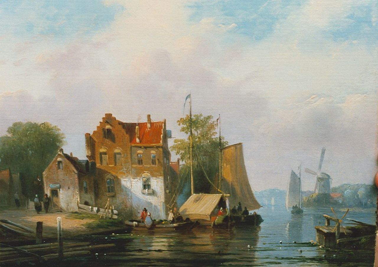 Stok J. van der | Jacobus van der Stok, Riviergezicht, olieverf op paneel 19,5 x 26,2 cm