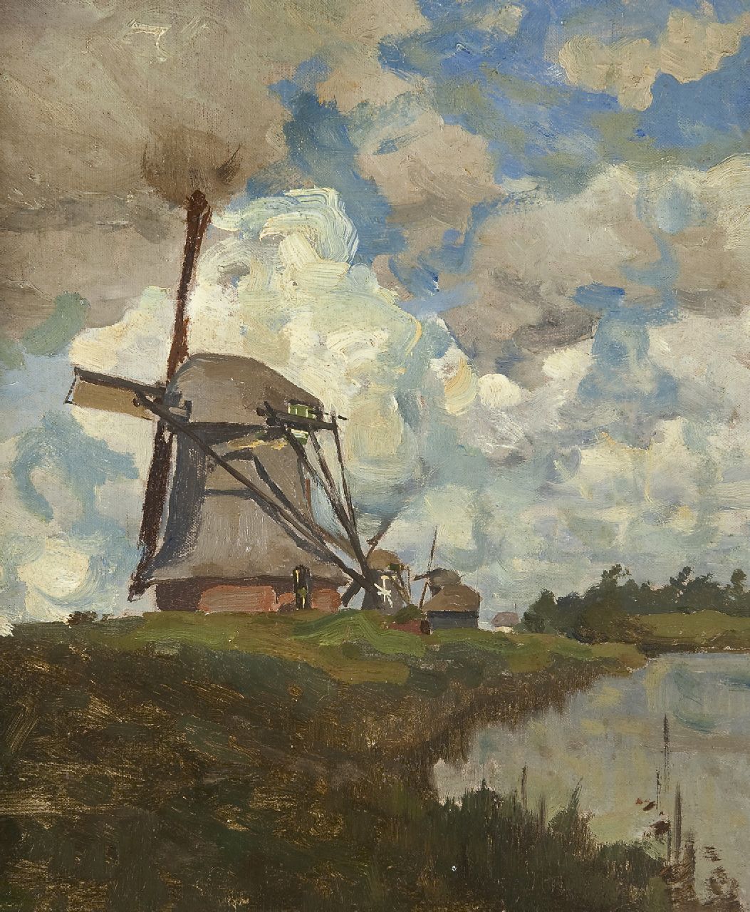 Tholen W.B.  | Willem Bastiaan Tholen, De molens bij Giethoorn, olieverf op doek op paneel 32,5 x 27,0 cm, gesigneerd rechtsonder