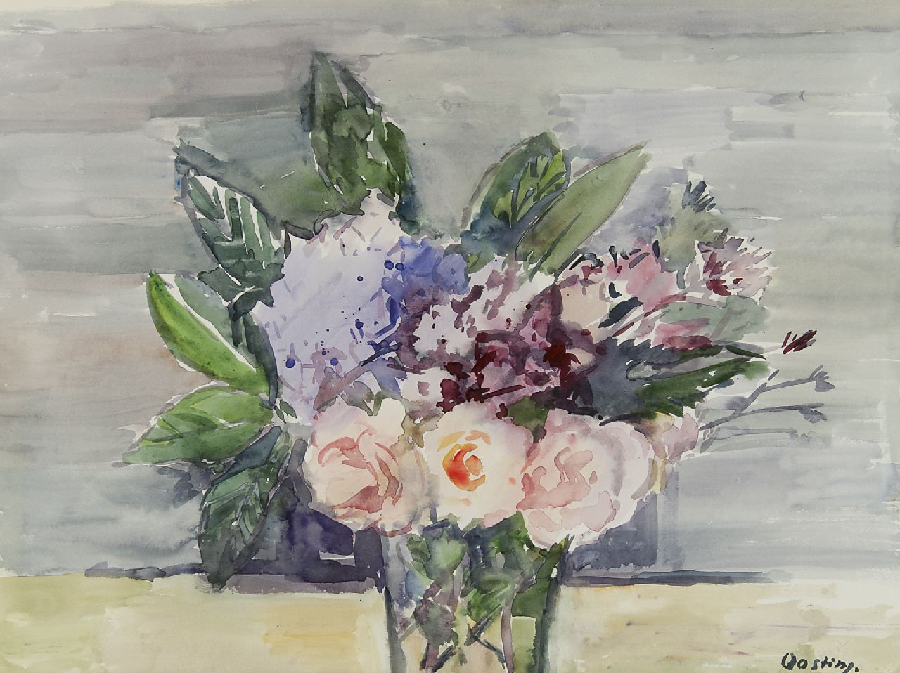 Bieruma Oosting A.J.W. | Adriana Johanna Wilhelmina 'Jeanne' Bieruma Oosting, Zomerboeket, aquarel op papier 50,1 x 67,6 cm Bieruma Oosting A.J.W. | Adriana Johanna Wilhelmina 'Jeanne' Bieruma Oosting, Zomerboeket, aquarel op papier 50,1 x 67,6 cm