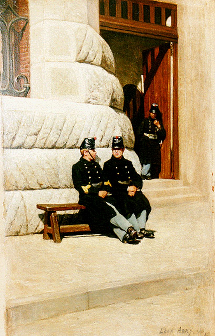 Abry L.E.A.  | Léon Eugène Auguste Abry, Op de plaats rust, olieverf op paneel 27,1 x 17,1 cm, gesigneerd rechtsonder en gedateerd '82