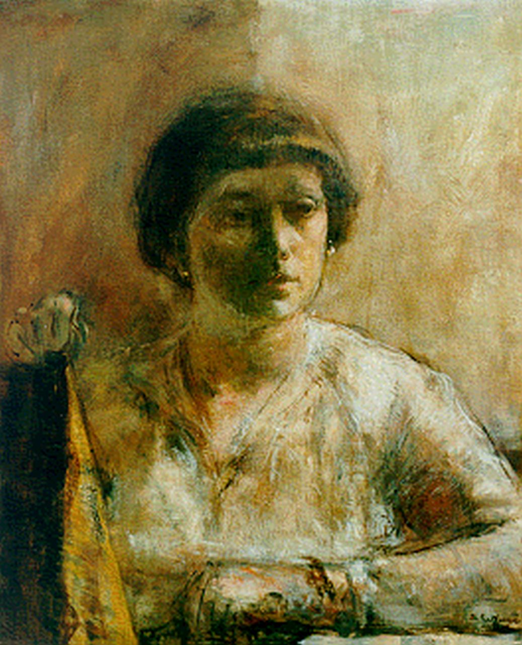 Weeme Th. ter | Theodorus 'Theo' ter Weeme, Vrouwenportret, olieverf op paneel 56,0 x 46,0 cm, gesigneerd rechtsonder en gedateerd 1916