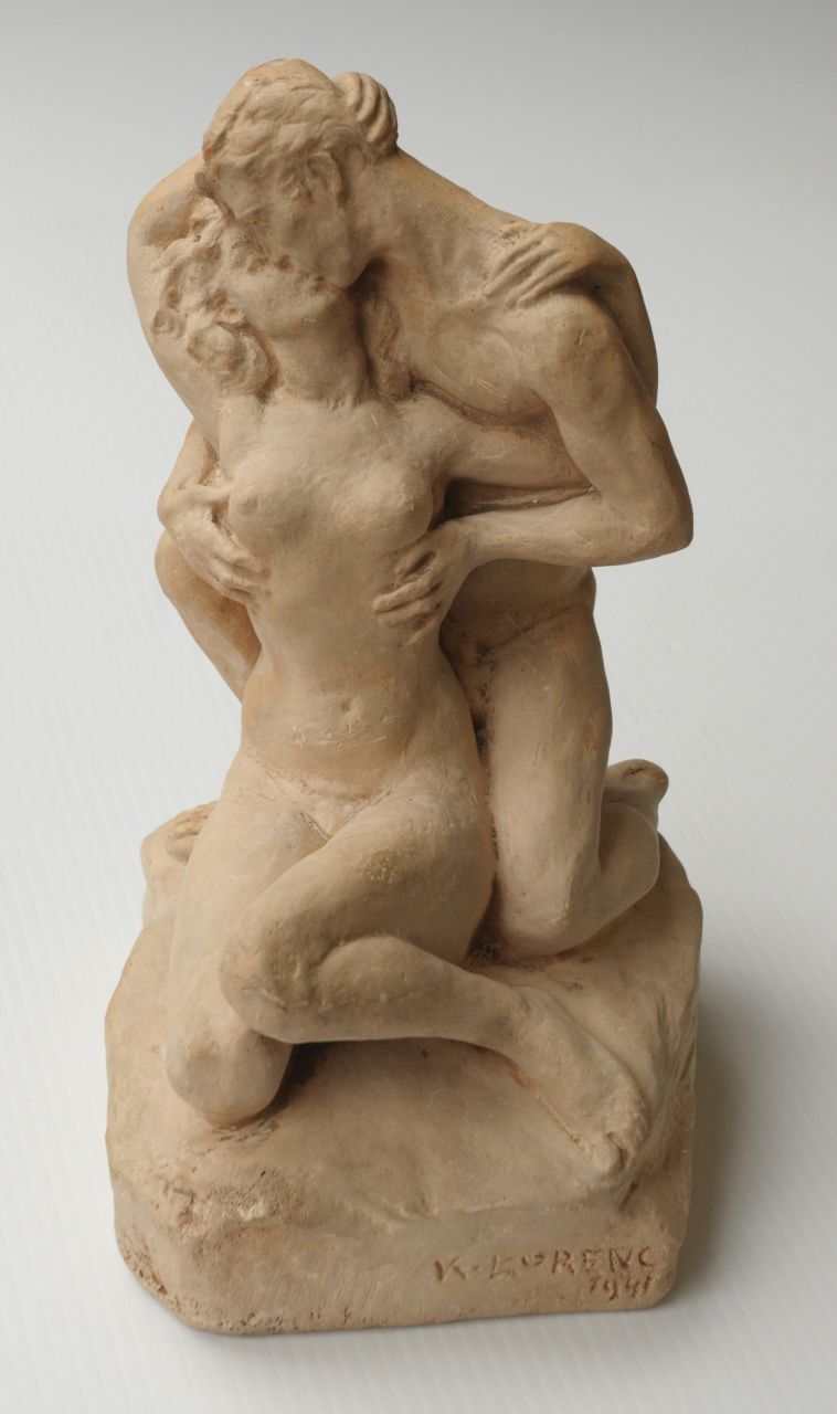Klement Lorenc | Liefdespaar, terracotta, 30,0 x 17,0 cm, gesigneerd op basis en gedateerd 1941
