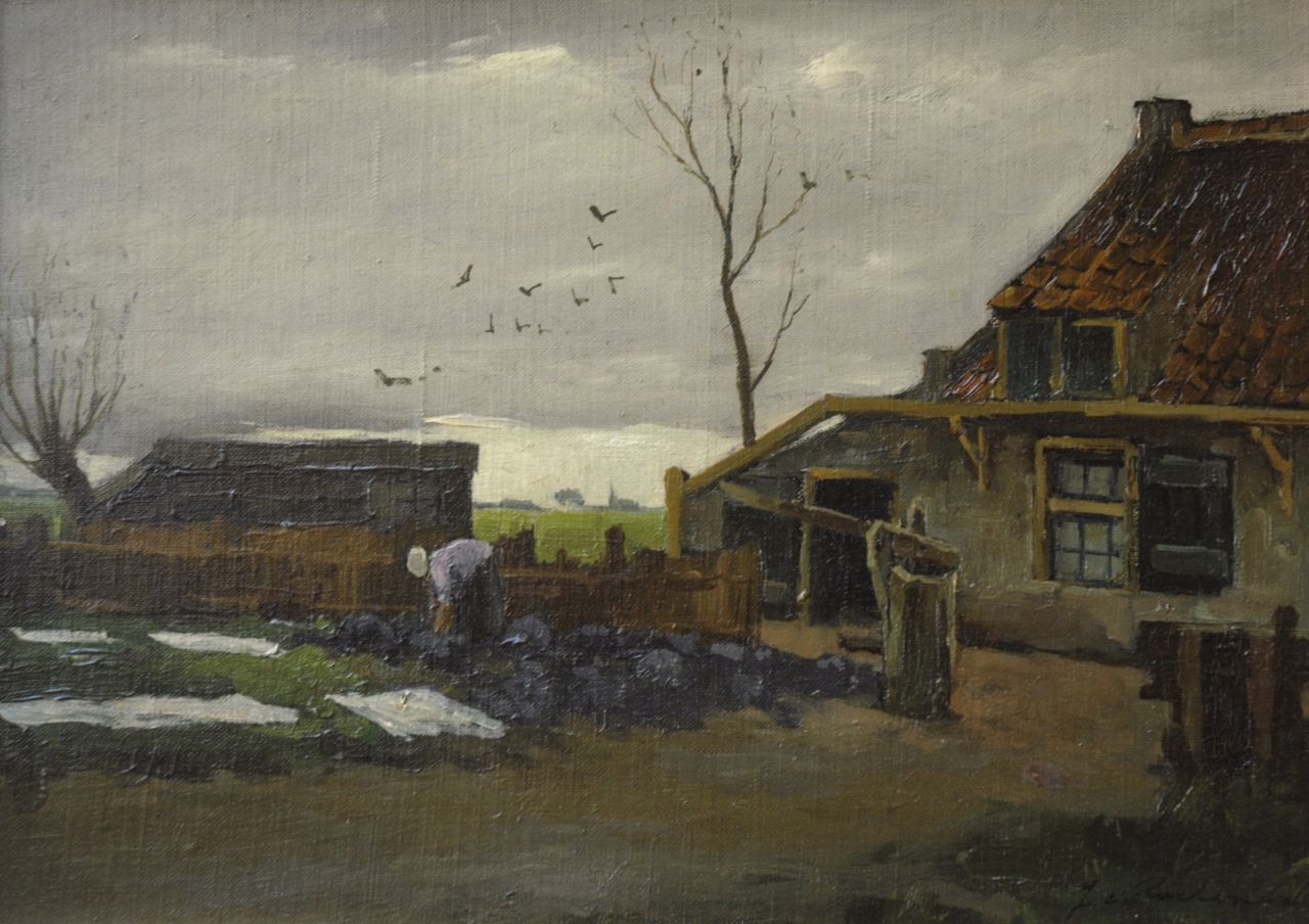 Roelandse J.C.  | Johannes Cornelis Roelandse, Boerderij met bleekveld, olieverf op doek op board 26,7 x 37,1 cm, gesigneerd rechtsonder