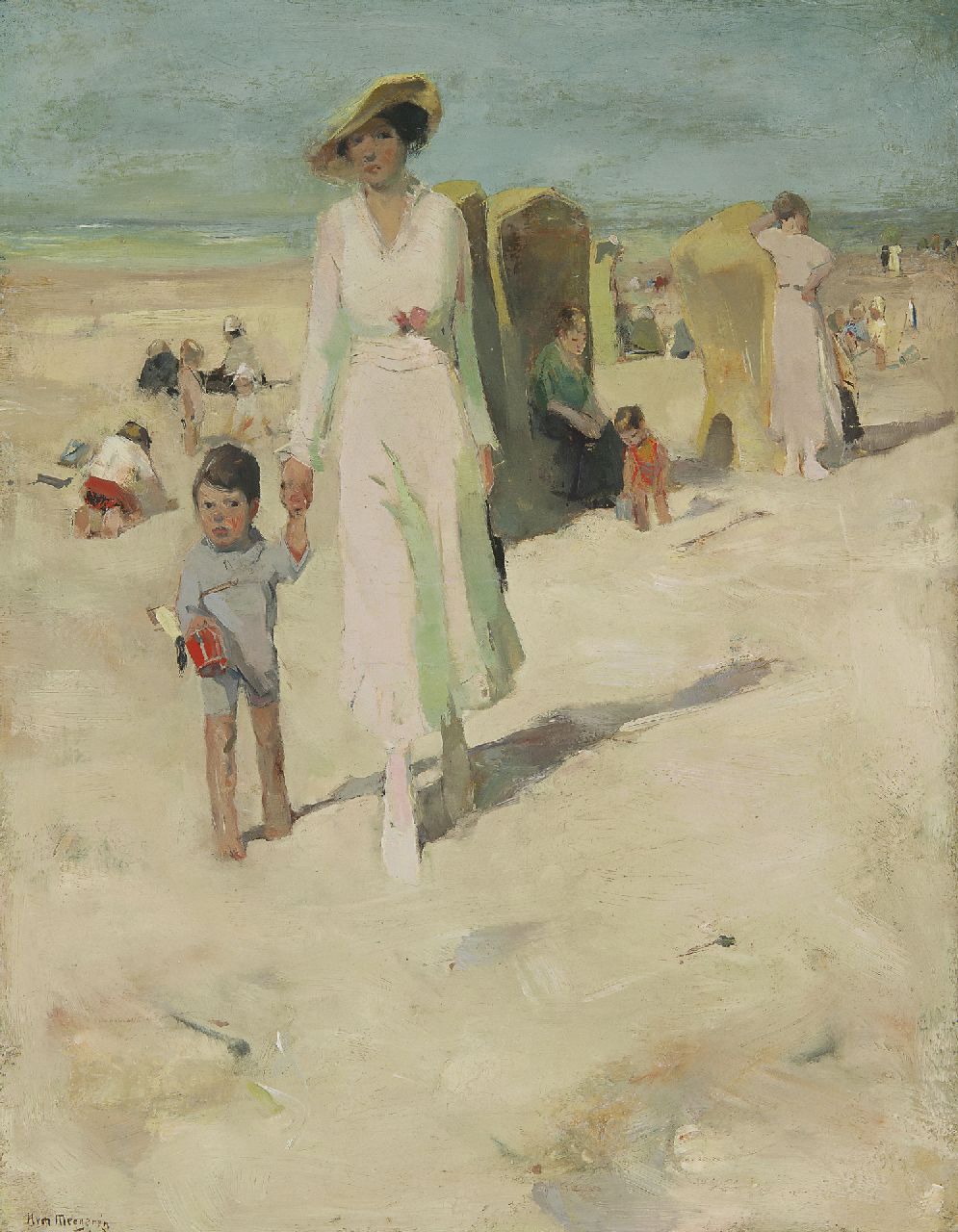 Meegeren H.A. van | Henricus Antonius 'Han' van Meegeren, Moeder en kind op het strand, olieverf op doek 73,4 x 57,3 cm, gesigneerd linksonder