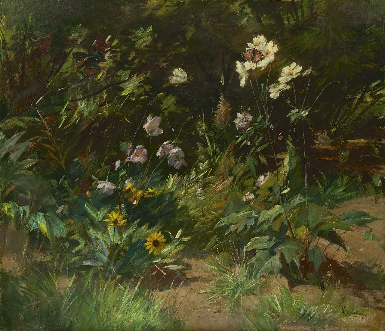Korteling W.  | Willem Korteling, Bloemen in duinlandschap, olieverf op doek 62,4 x 72,4 cm, gesigneerd rechtsonder