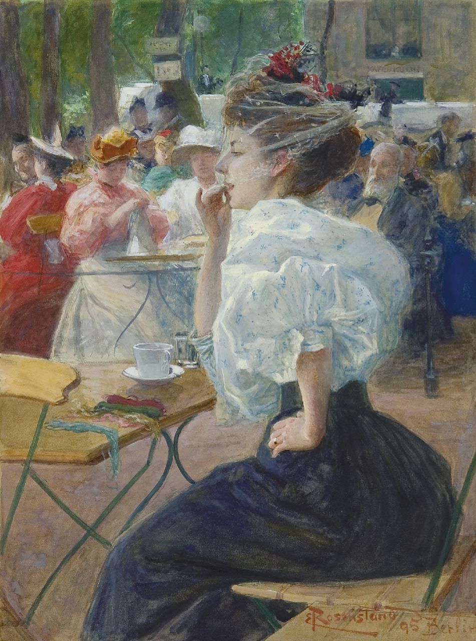 Rosenstand C.E.  | Christian 'Emil' Rosenstand, Zomernamiddag, gouache op papier 26,8 x 20,3 cm, gesigneerd rechtsonder en gedateerd ''95 Berlin'