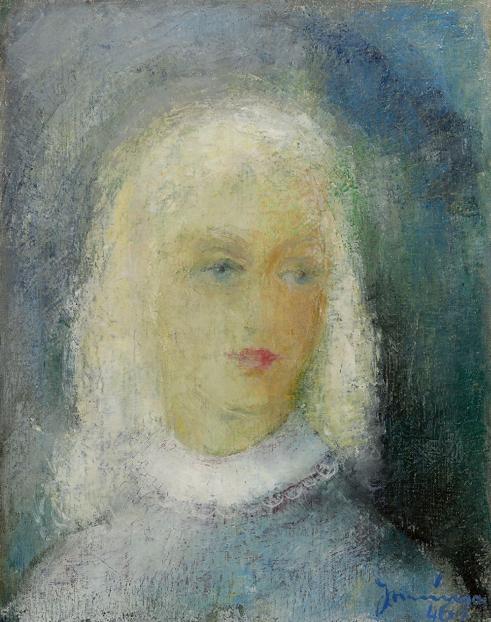 Nanninga J.  | Jacob 'Jaap' Nanninga, Vrouwenportret, olieverf op doek 50,9 x 39,8 cm, gesigneerd rechtsonder en gedateerd '46