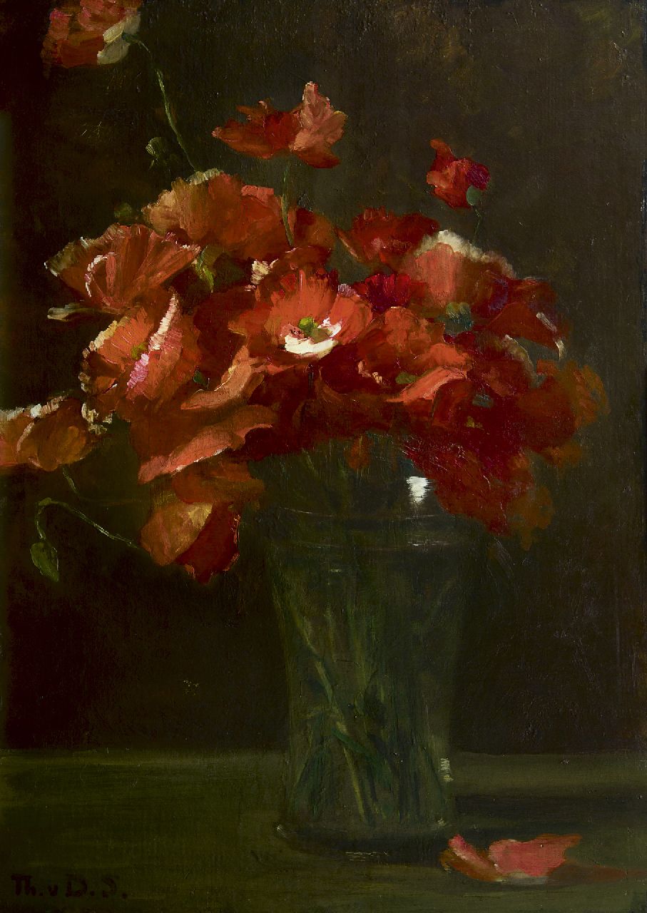 Schwartze T.  | Thérèse Schwartze, Papavers, olieverf op doek op paneel 57,8 x 41,3 cm, gesigneerd linksonder met initialen en te dateren 1916