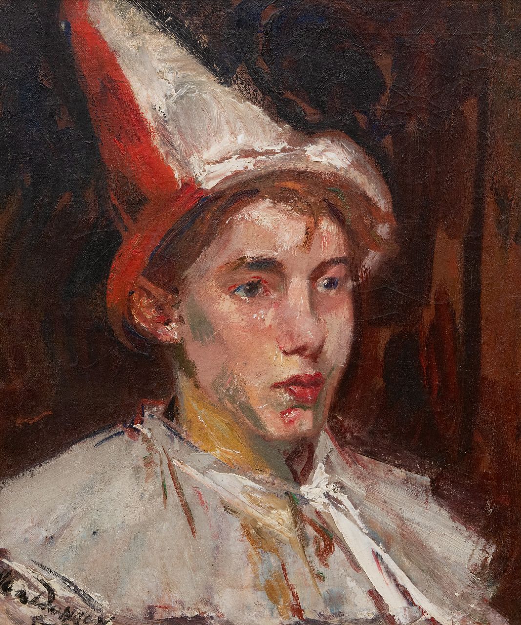 Dongen C.T.M. van | Cornelis Theodorus Maria 'Kees' van Dongen | Schilderijen te koop aangeboden | Jonge clown i.o., olieverf op doek 55,1 x 46,9 cm, gesigneerd linksonder 'Van Dongen' Dongen C.T.M. van | Cornelis Theodorus Maria 'Kees' van Dongen | Schilderijen te koop aangeboden | Jonge clown i.o., olieverf op doek 55,1 x 46,9 cm, gesigneerd linksonder 'Van Dongen'