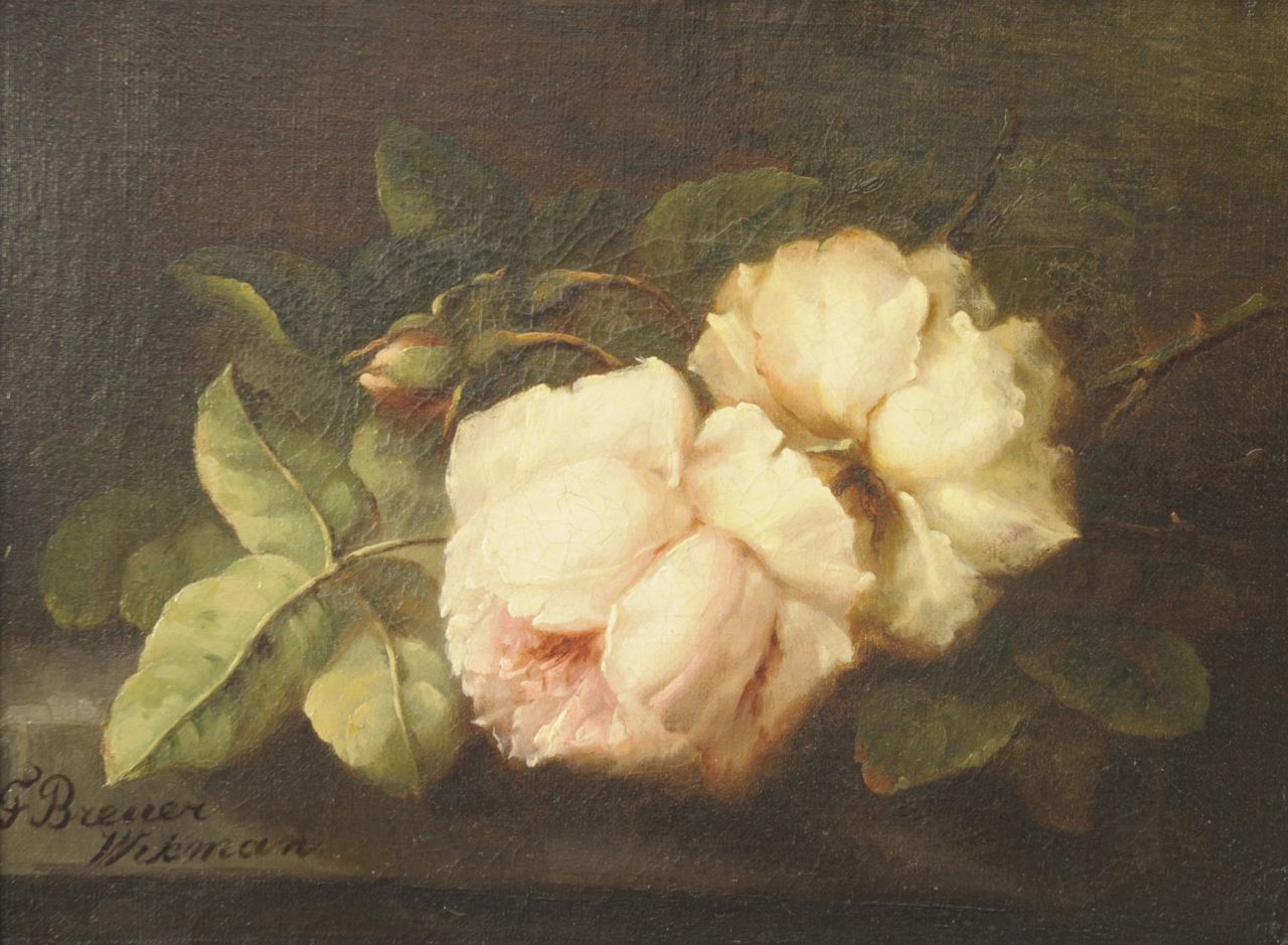 Frederika Breuer-Wikman | Rozen, olieverf op doek, 27,3 x 36,5 cm, gesigneerd l.o.