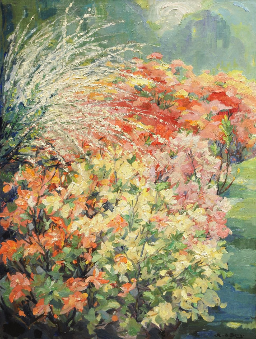 Berg M. van den | Mijndert van den Berg, Bloeiende azalea's, olieverf op doek 80,3 x 61,2 cm, gesigneerd rechtsonder