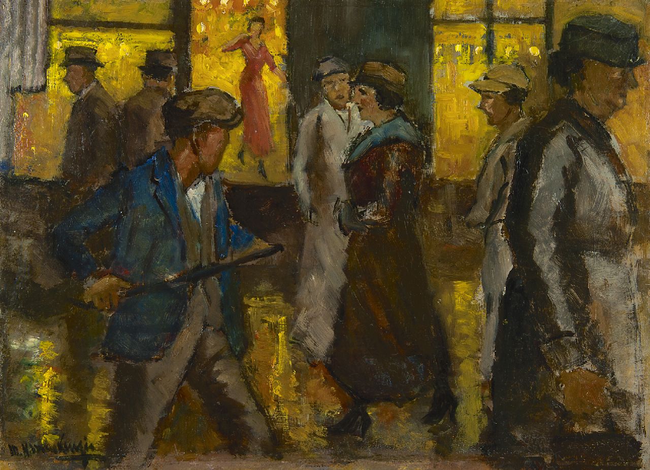 Mackenzie M.H.  | Marie Henri Mackenzie, Amsterdamse winkelstraat, bij avond, olieverf op board 36,7 x 49,6 cm, gesigneerd linksonder