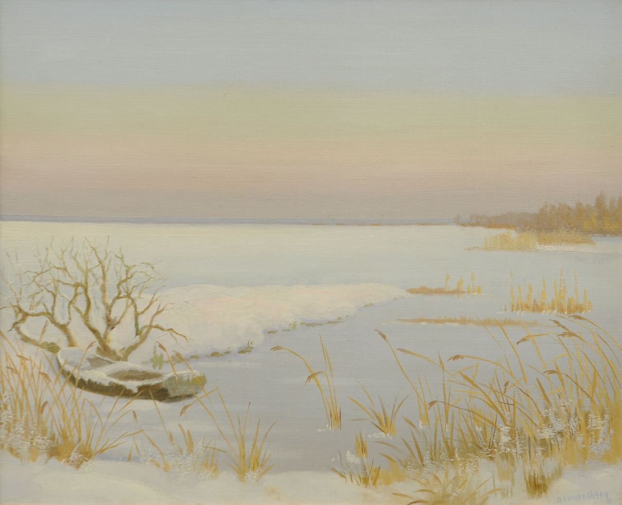 Smorenberg D.  | Dirk Smorenberg, Loosdrechts plassengezicht in de winter, olieverf op doek 46,2 x 56,3 cm, gesigneerd rechtsonder