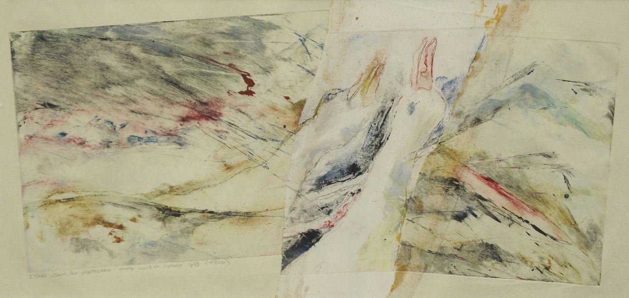 Stoel E.  | E. Stoel | Aquarellen en tekeningen te koop aangeboden | Dans der albatrossen, gemengde techniek op papier 25,0 x 51,7 cm, gesigneerd linksonder (in potlood)